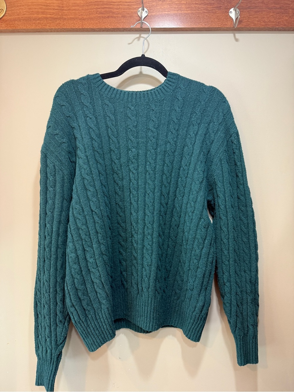 Hollister Teal Cable-Knit Crewneck Sweater